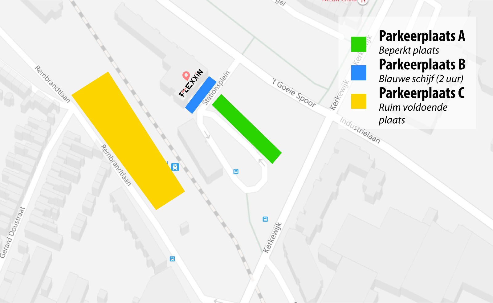 Plattegrond van parkeergelegenheid bij Flexxin Veenendaal